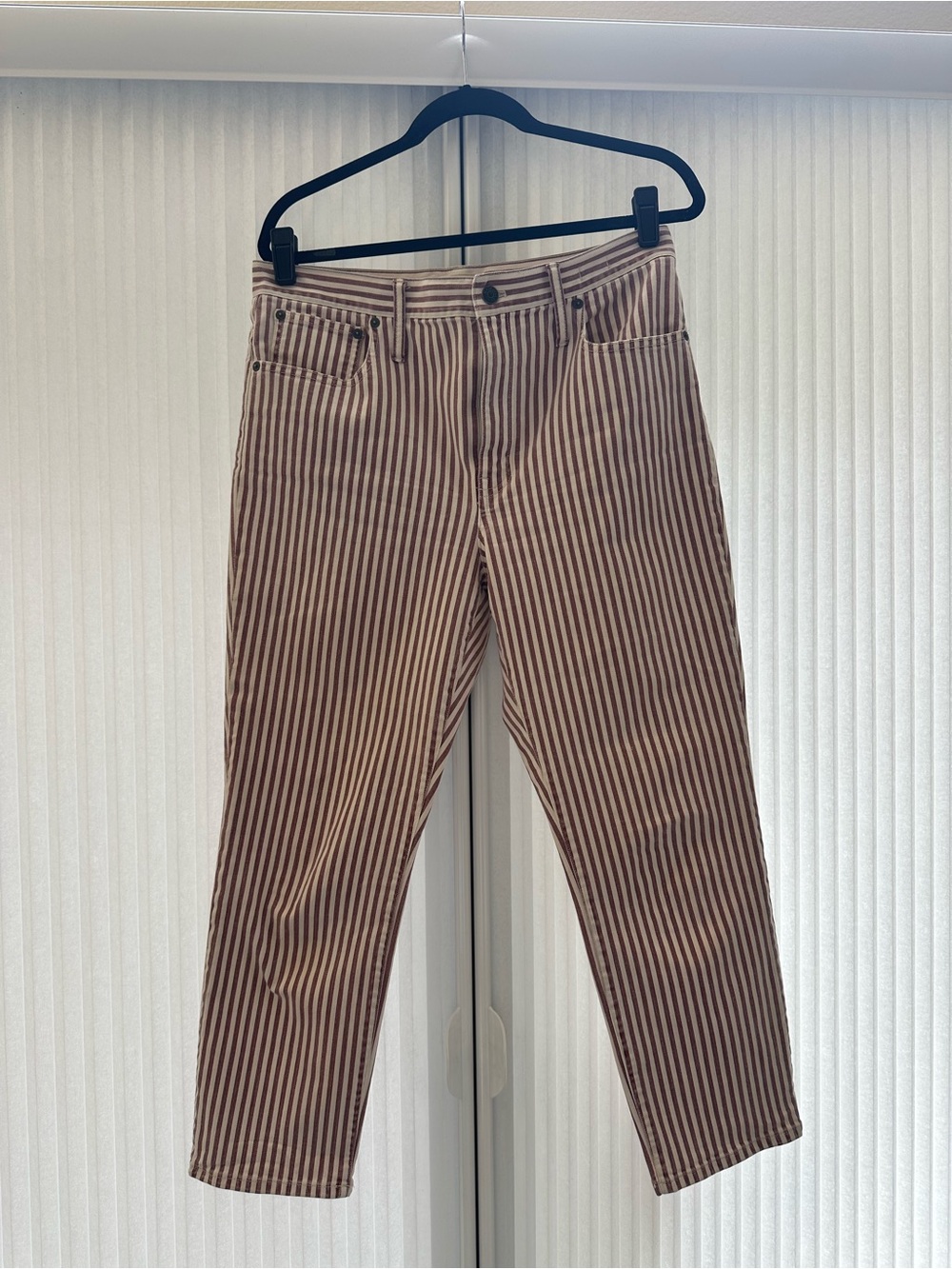 Madewell striped burgundy & Cream Women’s jeans